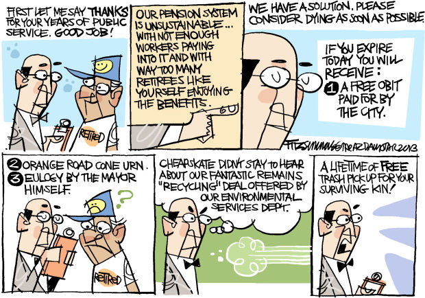 Daily Fitz Cartoon: Pension tension